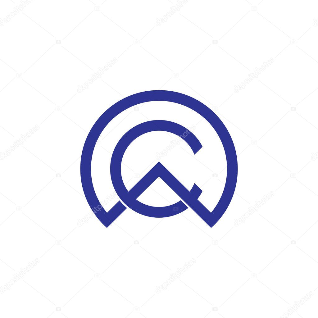 letter cw circle linked line logo vector