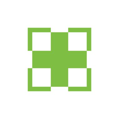 Artı tıbbi kare geometrik oklar logo vektörü