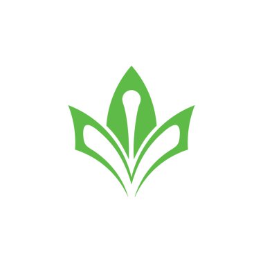 Basit geometrik kitap yeşil yaprak bitkisi eğitim logosu