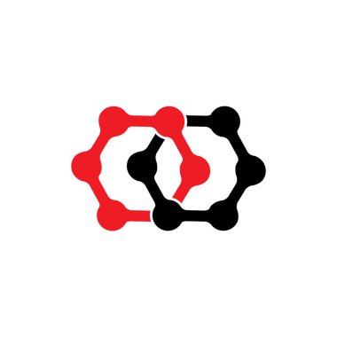 bağlantılı altıgen noktalar basit logo vektör