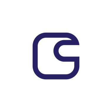 c harfi basit geometrik çizgi kare logo vektörü