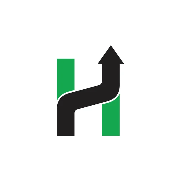 Lettera h freccia geometrica verso l'alto logo vettore — Vettoriale Stock