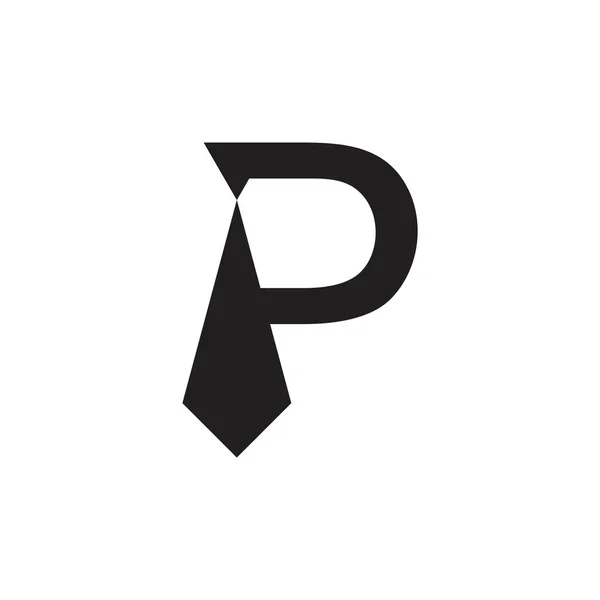 Letra p cuello corbata empresario símbolo logo vector — Vector de stock