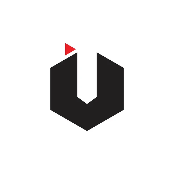 Буква v или u геометрическая с логотипом стрелки — стоковый вектор