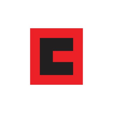 c harfi basit geometrik kare logosu 