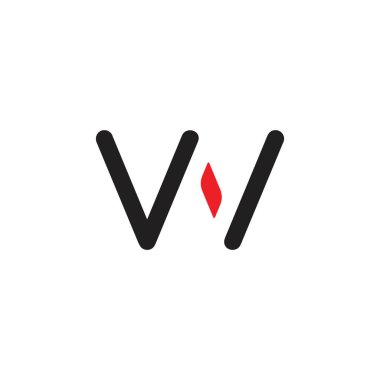 harf vw geometrik çizgi logo vektörü