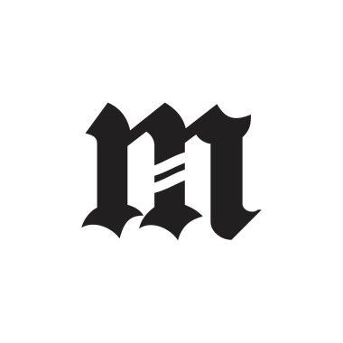 m harfi geometrik retro logo vektörü