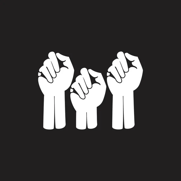 Protest hand vuist groep symbool decoratie vector — Stockvector