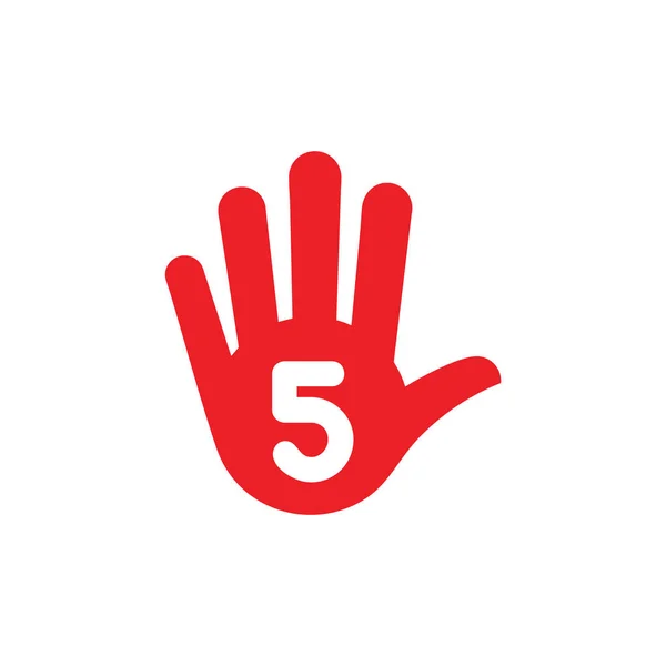 Semplice mano cinque dito fermata simbolo vettore — Vettoriale Stock