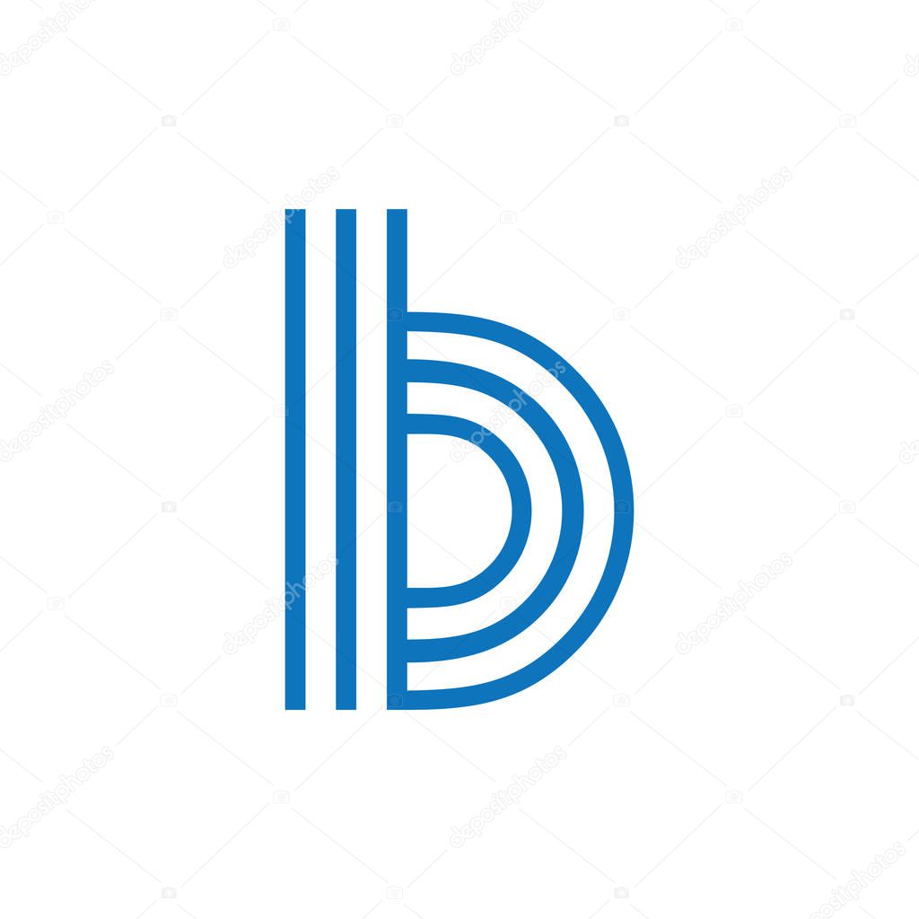 letter b lowercase stripes logo vector