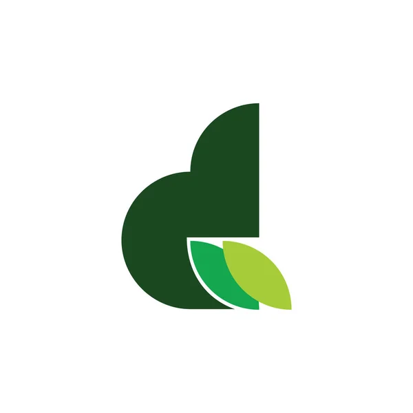 Letra d folha geométrica verde natureza design vector — Vetor de Stock