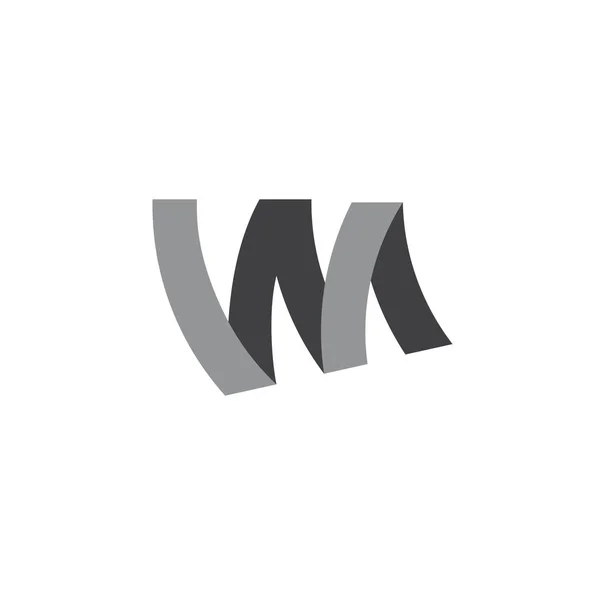Písmeno wm stuha 3d logo vektor — Stockový vektor
