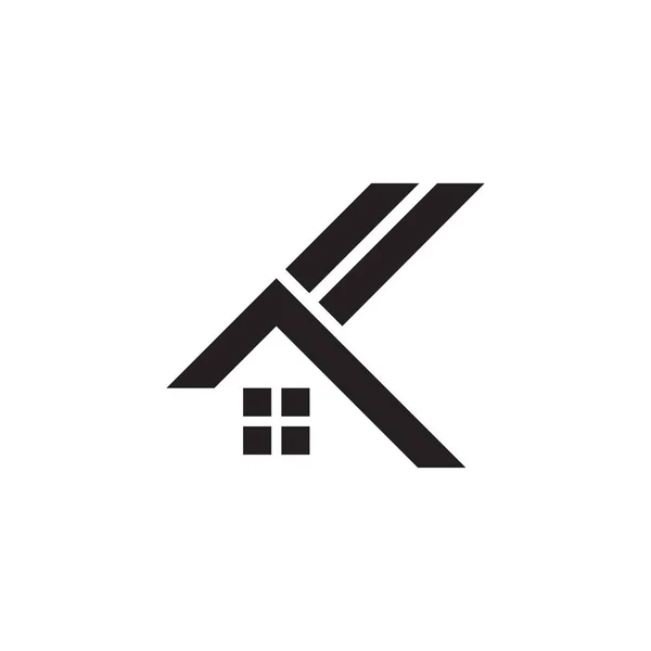 Ak harfi çizgili ev şekli logo vektörü — Stok Vektör