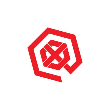 harf x altıgen çizgi logo vektörü