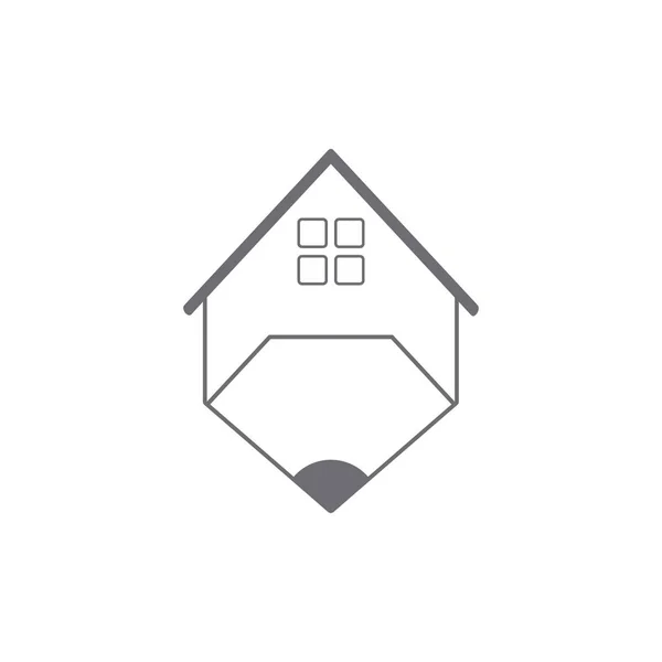 Potlood home symbool logo vector — Stockvector