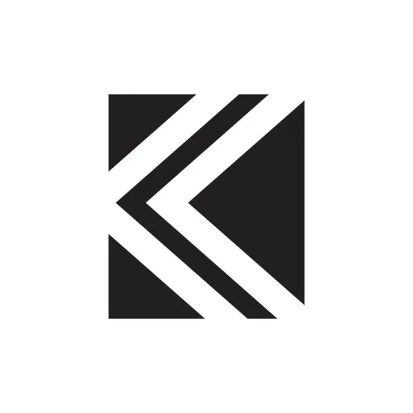 K harfi basit kare geometrik logo — Stok Vektör