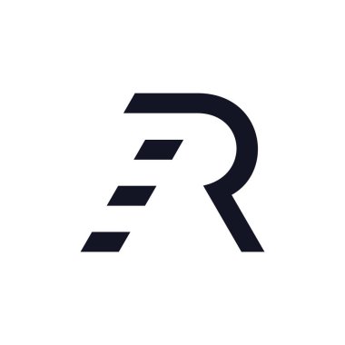 R harfi çizgileri basit geometrik logo