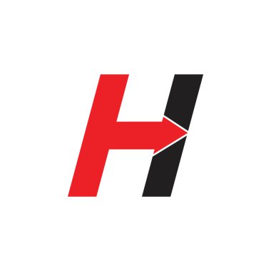 H harfi basit geometrik ok logo vektörü