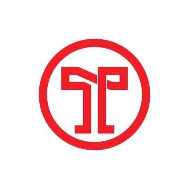 T harfi üst üste binen çizgi geometrik daire logo vektörü