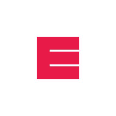 mektup e basit kare geometrik logo vektör