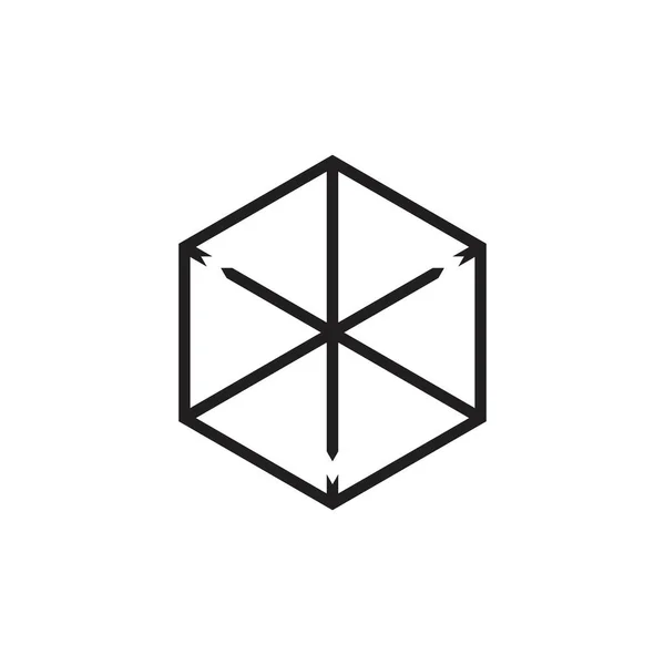 Cuadro hexagonal líneas arte simple logo vector — Archivo Imágenes Vectoriales