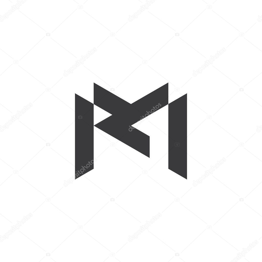 Letter mk abstract geometric logo vector