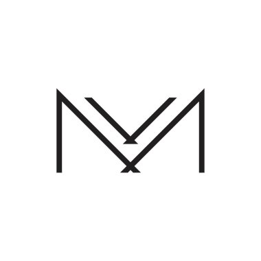 harf mv basit ince çizgi bağlı logo vektörü