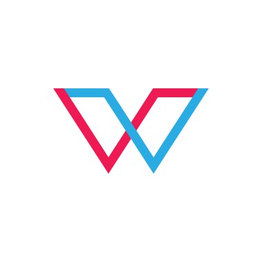 W harfi basit renkli logo vektörüne bağlandı