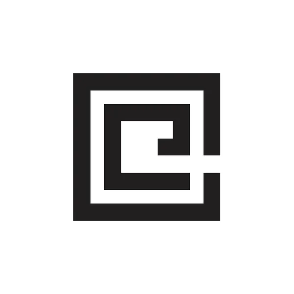 Harf ec basit kare geometrik logo vektörü — Stok Vektör