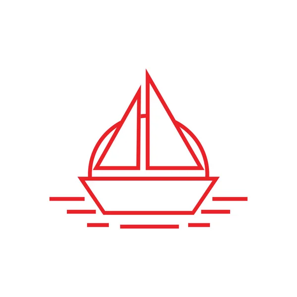 Schiff Boot lineare Sonne Ozean Logo Vektor — Stockvektor