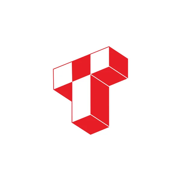 Lettera t 3d scatola geometrica design logo vettoriale — Vettoriale Stock