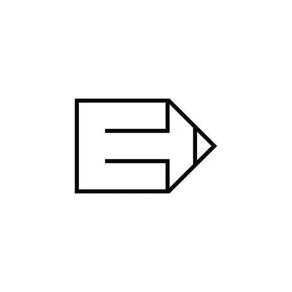 Letra e delgada línea diseño lápiz símbolo vector — Archivo Imágenes Vectoriales