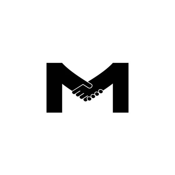 Letter m hand shake symbol design vector — Stock Vector