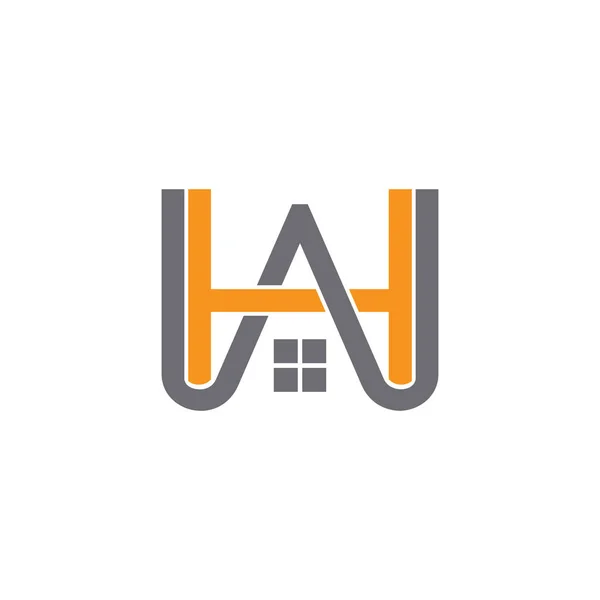 Letra hw vinculado símbolo home logotipo vetor —  Vetores de Stock