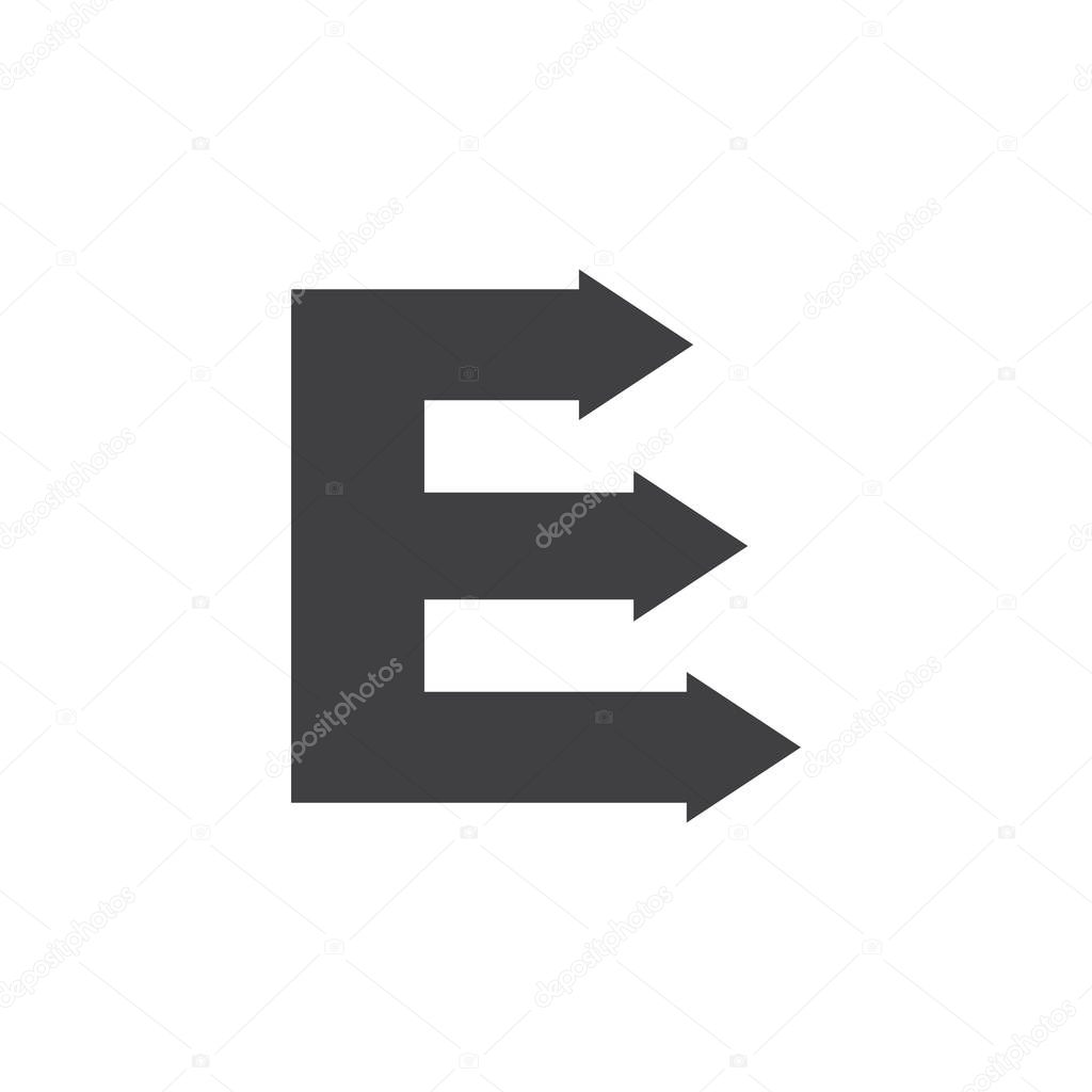 letter e arrow geometric logo vector