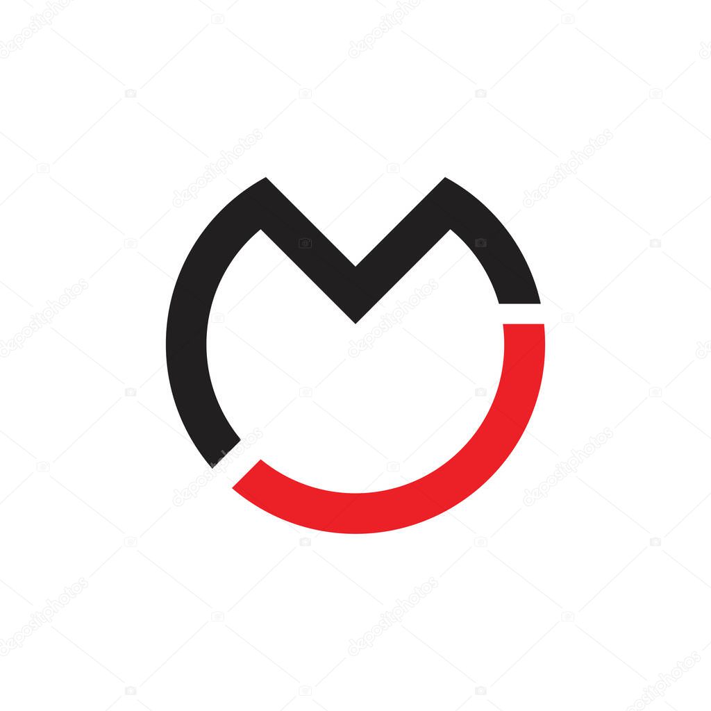 Letter mj simple geometric circle clear logo vector
