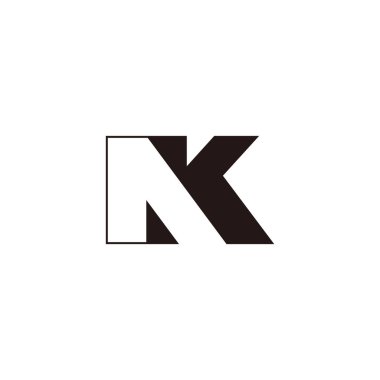nk harfi basit geometrik negatif uzay logo vektörü
