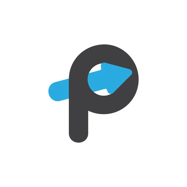 Lettre p flèche chevauchement logo vecteur — Image vectorielle