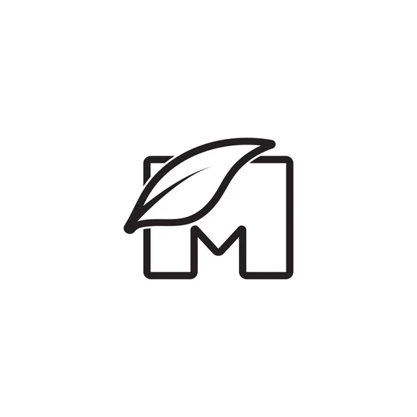 Letter m lineair blad geometrisch logo vector — Stockvector