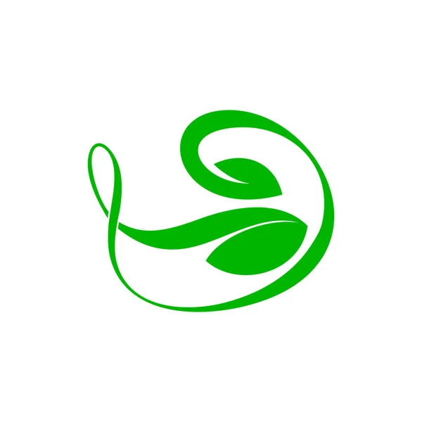 Letra d curvas naturaleza hoja verde símbolo logo vector — Archivo Imágenes Vectoriales