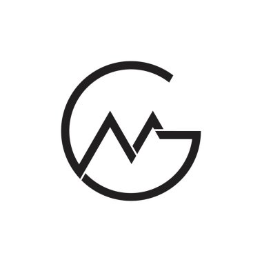 letter gm linked geometric circle logo vector