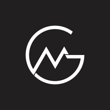 letter gm linked geometric circle logo vector