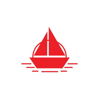 simple geometric boat ship ocean stripes design logo vector