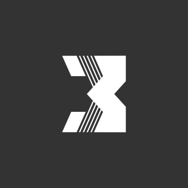 üç numaralı çizgili geometrik logo vektörü