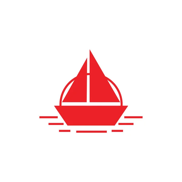 simple geometric boat ship ocean stripes design logo vector