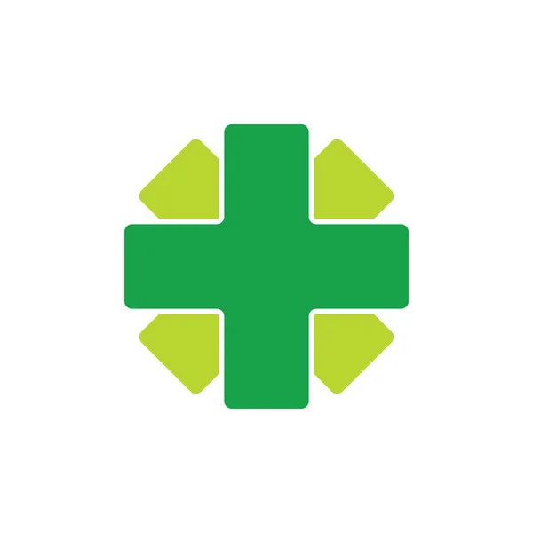Più il vettore geometrico verde medico di logo di progettazione — Vettoriale Stock