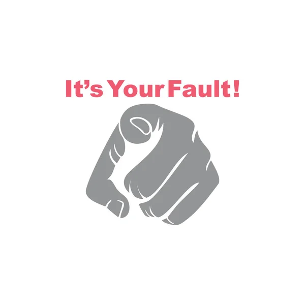 Pointing hand your fault symbol vector — Stok Vektör