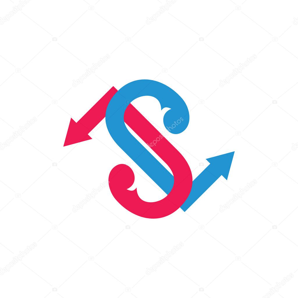 letter sj linked line colorful logo vector
