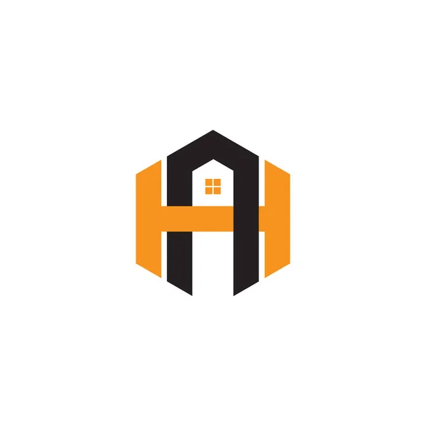 Carta ha casa hexagonal símbolo geométrico logotipo vetor —  Vetores de Stock