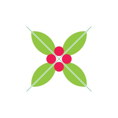 Yaprak kiraz basit tasarım dekor logo vektörü